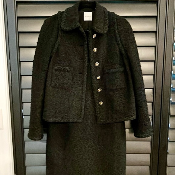 STUNNING! “ST.JOHN’ 2 Piece Black Boucle Dress and Jacket Set! Size 6 - Picture 4 of 16
